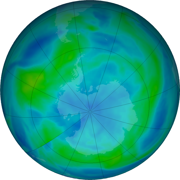 Antarctic ozone map for 12 April 2022